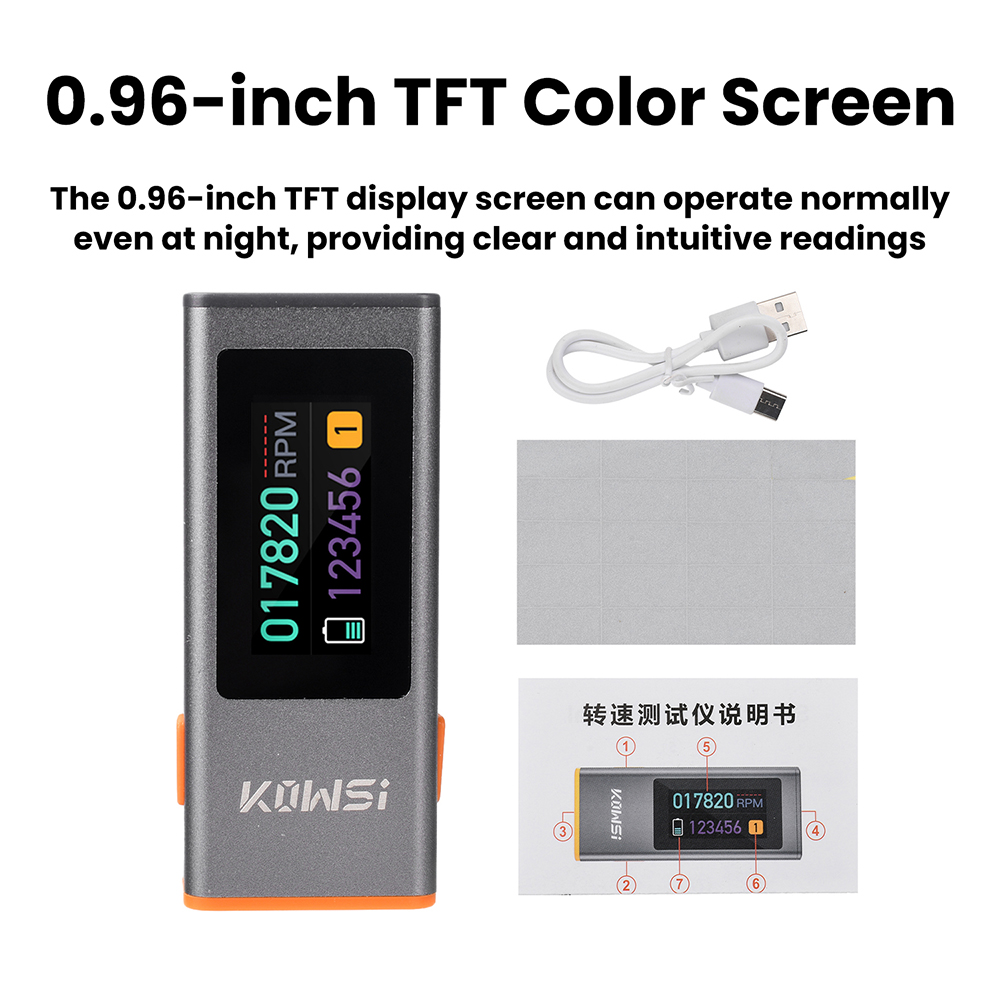 Industrial Laser Tachometer - Tachymètre infrarouge TFT de 0,96 pouces,