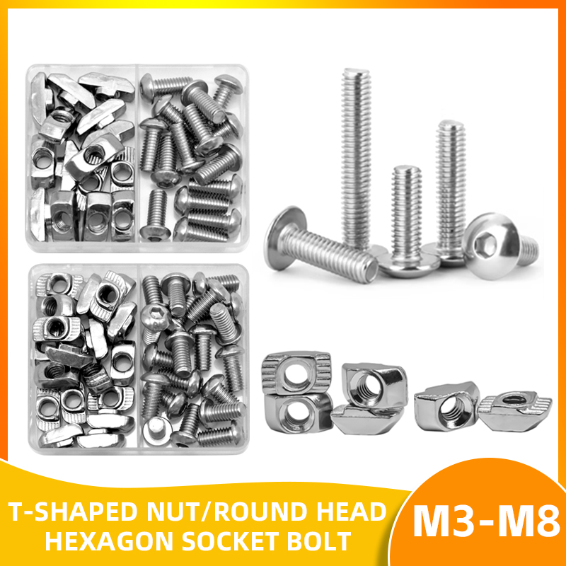 Aluminum T-Slot Profile - Kit de vis écrous en T,