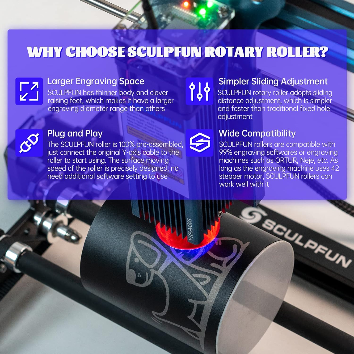 SCULPFUN Laser rouleau rotatif - Rotary Axis Laser Engraver avis et prix