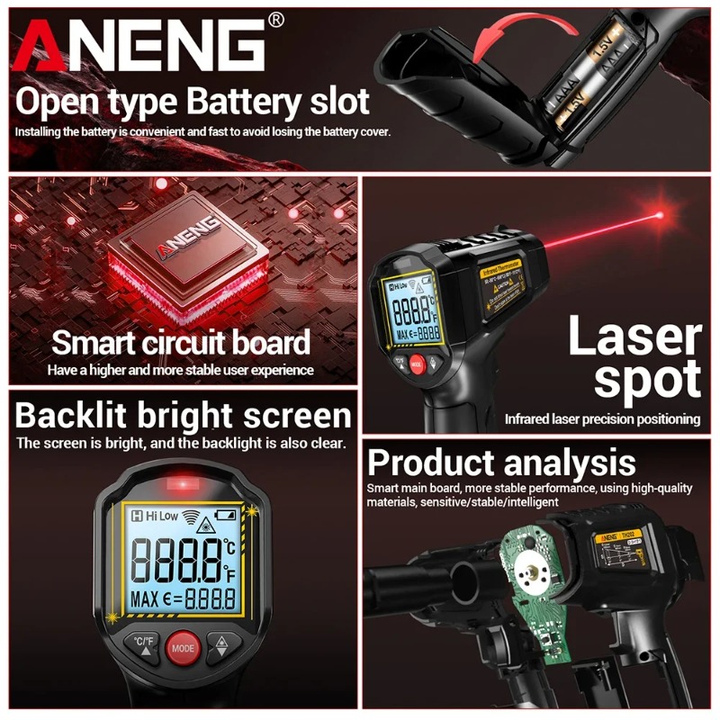 ANENG TH202 Thermomètres indus - Industrial Laser Thermometer Gun avis et prix